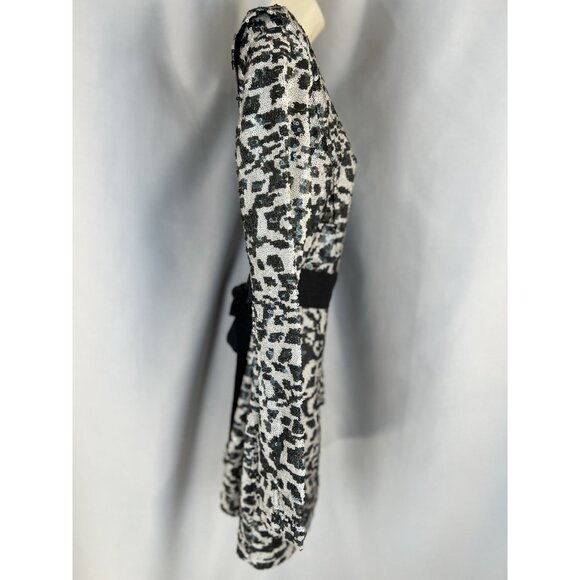 NEW ROTATE Wanda Sequined Mini Dress in White Black Raven Combo $370 - Picture 10 of 13